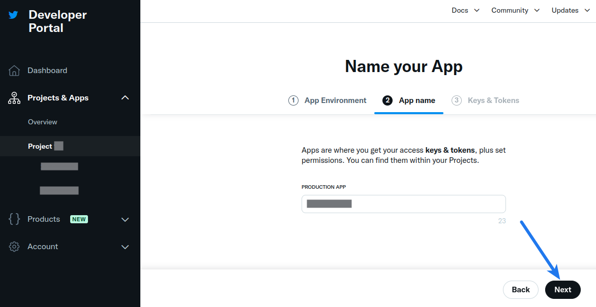 Twitter API Key - App Name