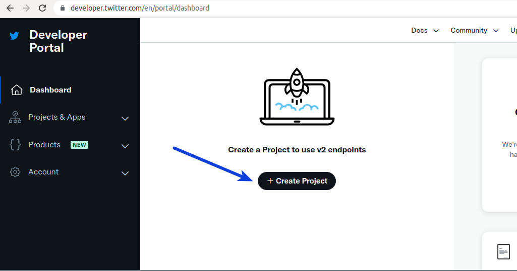 Twitter API Key Create Project