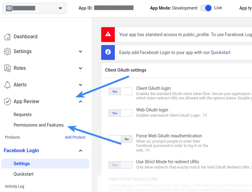 Facebook Login - App Review Permissions and Features